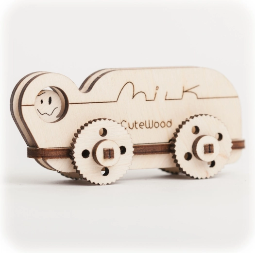 CuteWood lesena 3D sestavljanka – tovornjak z mlekom