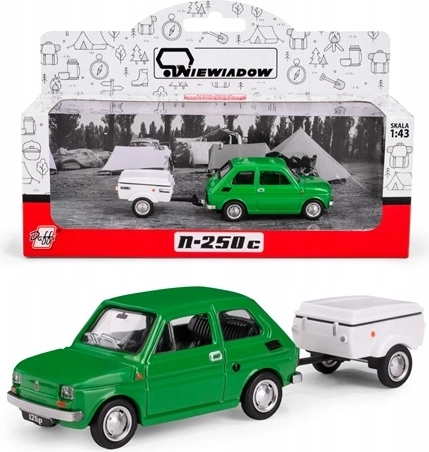 Fiat 126p s prikolico Niewiadów N250C zelena (1:43)