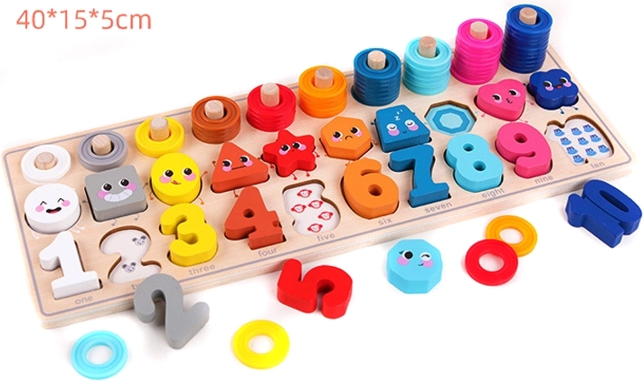 Lesena montessori sestavljanka 4v1 – učenje računanja