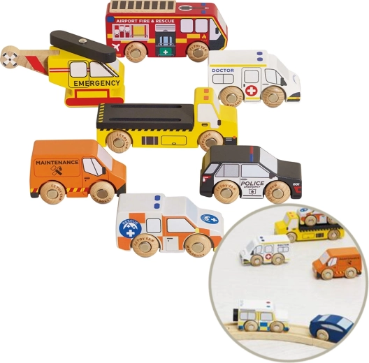Helicopter with rotating propeller and tow truck that carries a car
