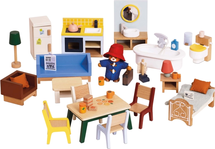 Wooden Paddington Dollhouse Furniture - 35 Pieces