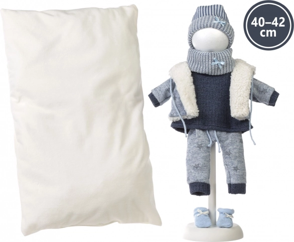 Llorens oblačilo za punčko New Born 40–42 cm, 6-delni komplet z dvostranskim vzglavnikom