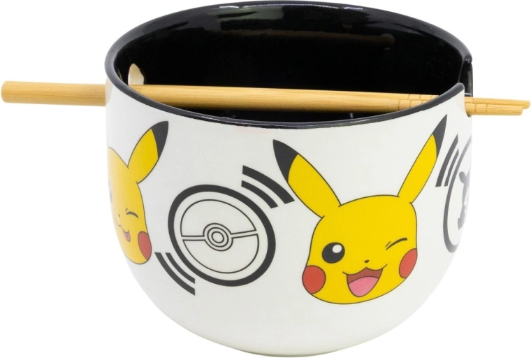 Pokémon ramen bowl with chopsticks black logos in a gift box - 1 piece