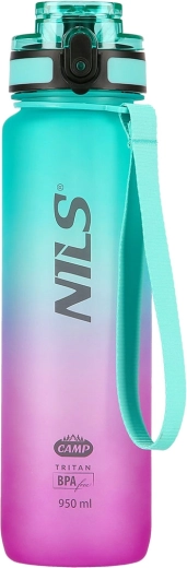 Tritanska steklenica za vodo NILS Camp 950 ml s sitkom – zeleno‑rožnata