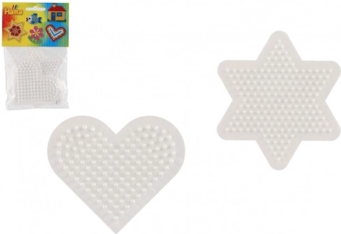 Podloge za likalne perlice Hama MIDI – zvezda in srce, plastika, 2 kos