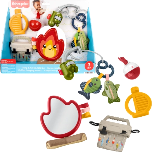 Fisher-Price darilni senzorični komplet igrač za dojenčka Biwak Malucha (kampiranje) – 7 delov