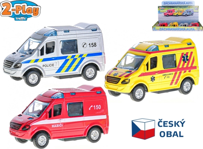 Kovinski avtomobilček reševalnih služb 8 cm z vzvratnim pogonom