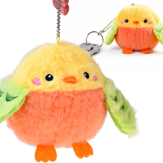 Plush bird Arbuzik Łobuzik with squeaker and hanging chain 11 cm - 1 piece