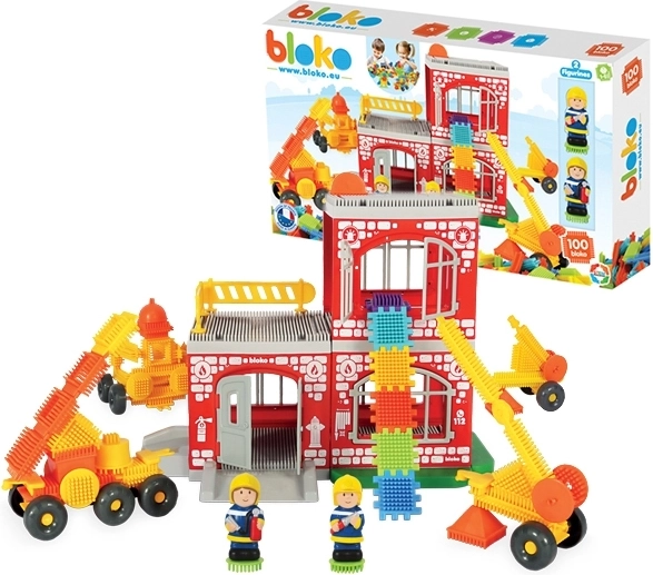 Kreativni komplet Pin Bricks Gasilska postaja 100 kos + 2 figurici