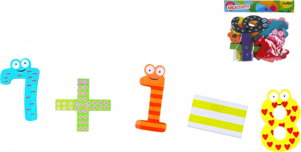 Lesene magnetne številke – set 14 kosov