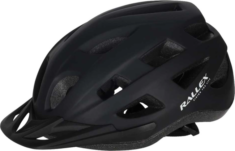 Kolesarska čelada Rallex s ščitnikom, črna, M 54–58 cm