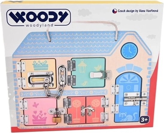 WOODYLAND Izobraževalna tabla za razvijanje spretnosti z zapahi