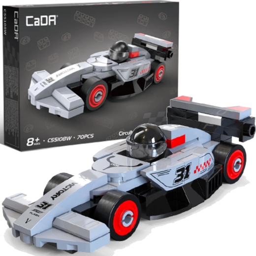 CaDA building set Circuit racing car grey racing car 70 pieces