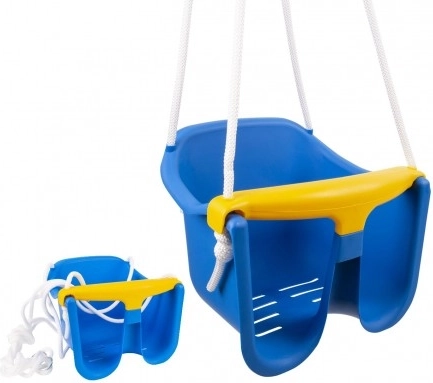 Otroška gugalnica Baby, plastična z varnostno ograjico – Modra