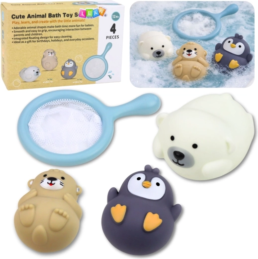 Komplet kopalnih igrač s pastelnimi živalicami in mrežico, 4 kosi