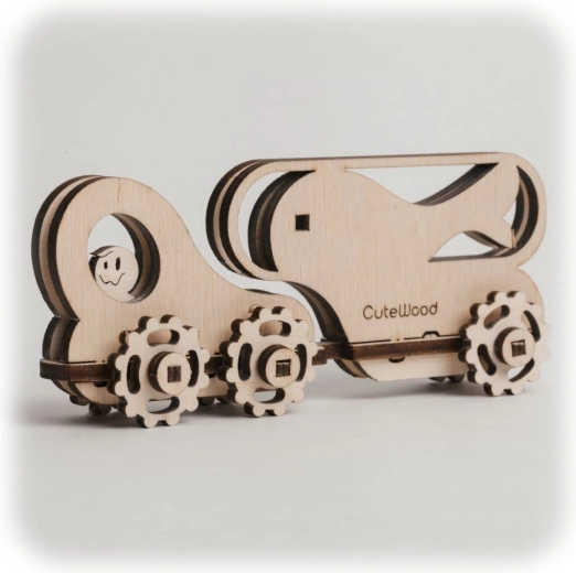 CuteWood lesena 3D sestavljanka Ribji voz