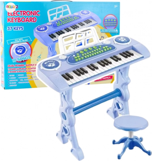 Elektronski otroški klavirček z mikrofonom, 37 tipk, moder