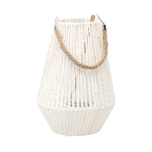 White Lantern 35 cm with Glass Insert