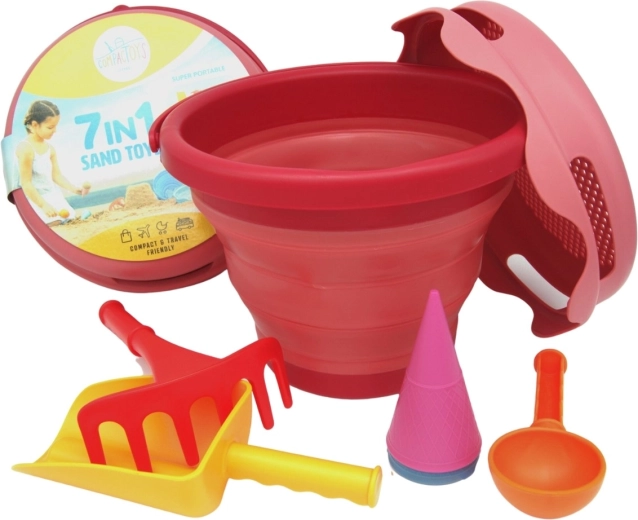 Compactoys zložljiv komplet za pesek 7v1 rdeč