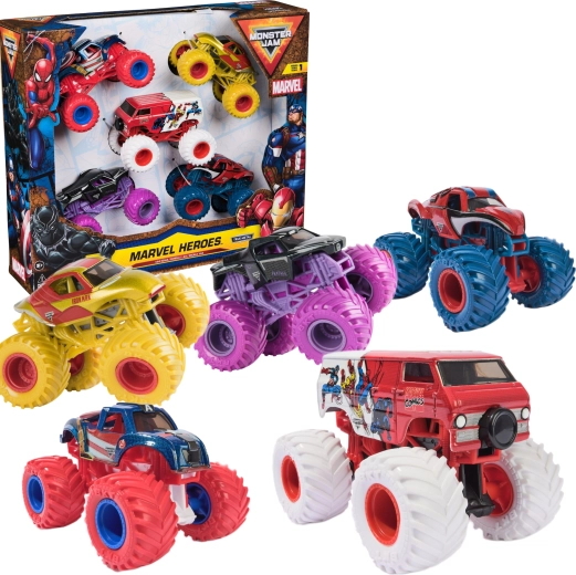 Monster Jam komplet 5 mini monster tovornjakov Marvel Heroes 1:64