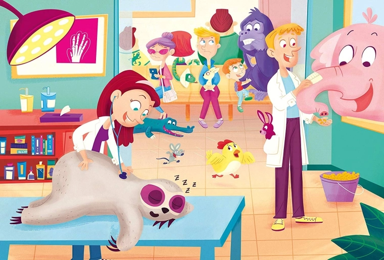 CLEMENTONI Puzzle Pri veterinarju MAXI 60 kosov