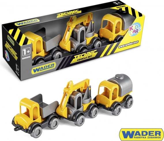 Komplet gradbenih vozil Kid Cars 3 kosi plastika 10 cm WADER