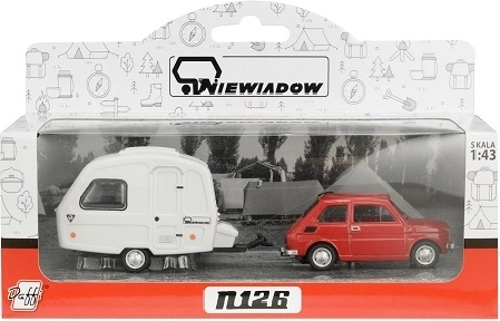 Fiat 126p s kamp prikolico Niewiadów rdeč