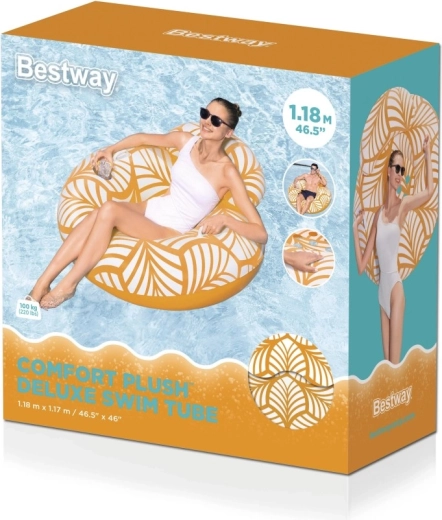 Nafukljiv plavalni obroč Plush deluxe z naslonom in držalom za pijačo