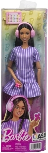 Barbie Fashionistas doll in a purple striped dress