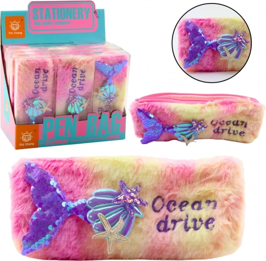 Plusast peresnik z morskih repom, roza-vijoličen s bleščicami