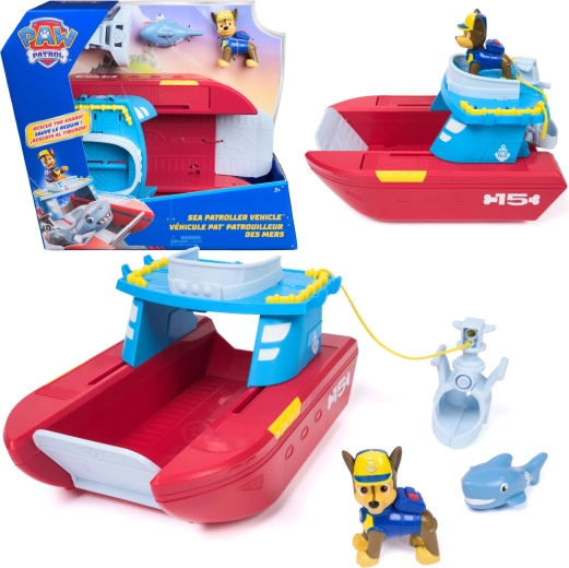 Spin Master PAW Patrol Sea Patroller – reševalni čoln obalne patrulje s figurico Chase in morskim psom