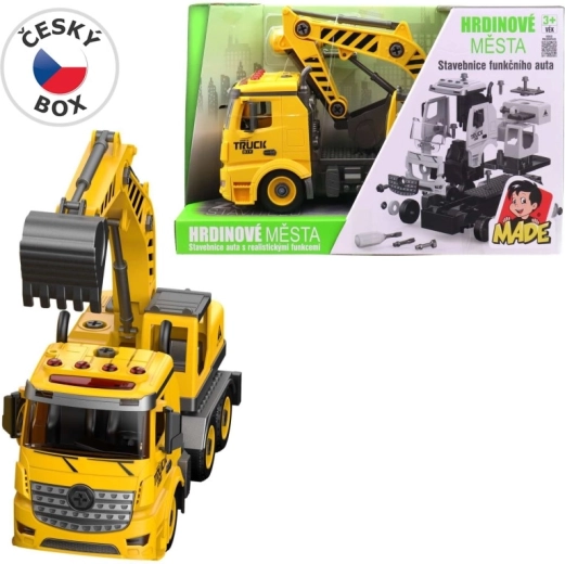 Excavator truck building set with light and sound, 32 cm