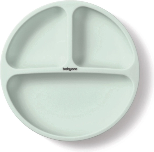 Babyono silicone plate with suction cup sage 6m+ - 1 piece