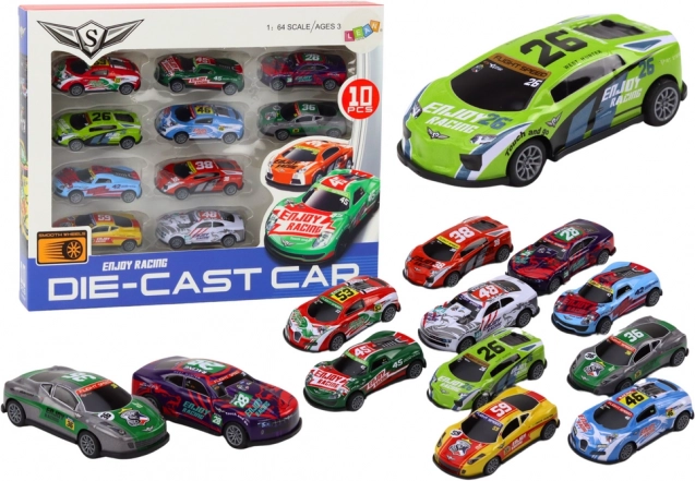 Set dirkalnih avtomobilčkov 1:64, 10 kosov