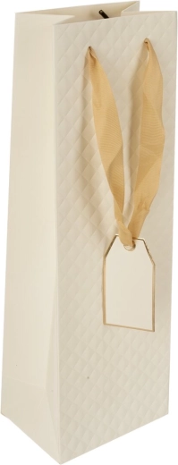 Darilna papirnata vrečka za vino quilt bež 12 × 9 × 35 cm