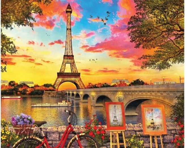 Diamantno vezenje (diamond painting) panorama Pariza – Eifflov stolp 40 × 30 cm - 1 kos