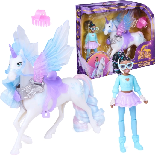 Spin Master Unicorn Academy magija kril – punčka Layla in samorog Glacier z dodatki