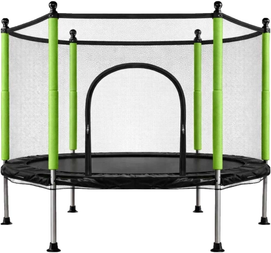 Otroški trampolin z zaščitno mrežo in žogicami, 140 cm, zelen