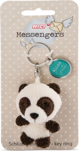 Panda plišasti beanbag obesek za ključe 7 cm z obeskom »Alles Gute«