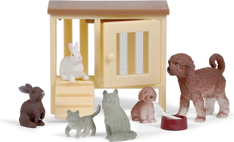 Lundby domače živali za hiško za punčke – pes, mačka in zajci