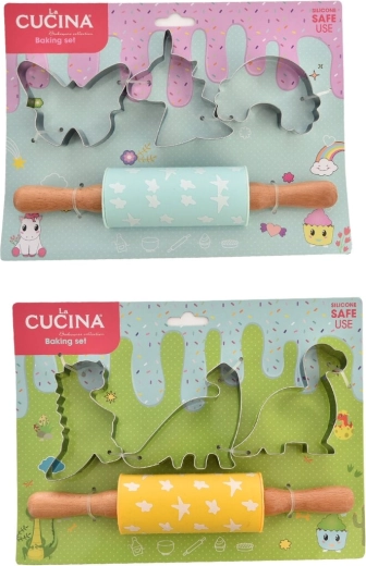 Otroški komplet za peko DINO (4 kosi, 2 različici)