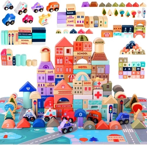 Leseno mestno mesto – komplet 115 kosov s puzzle podlogo KRUZZEL
