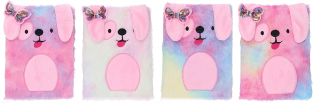 Plišasti dnevnik A5 s kužkom, črtni, 80 listov