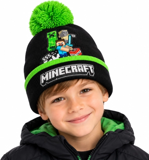 Otroška zimska kapa Minecraft Creeper s cofom