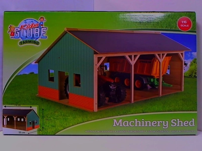 Wooden garage for three tractors 1:16