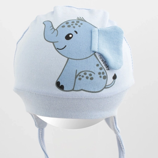 Bombažna dojenčkovska kapica New Baby Happy Elephant modra