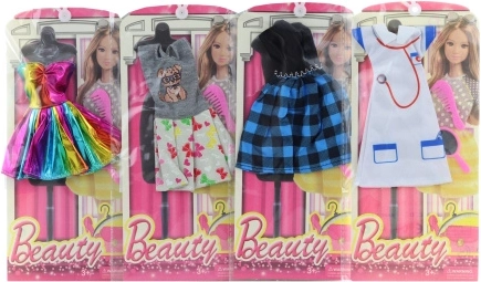 Oblačila z dodatki za lutko tipa Barbie – 1 kos