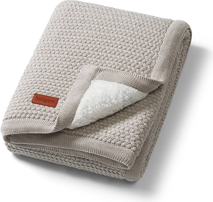 Babyono bombažna odejica s podlogo iz sherpa flisa 75 × 100 cm, siva