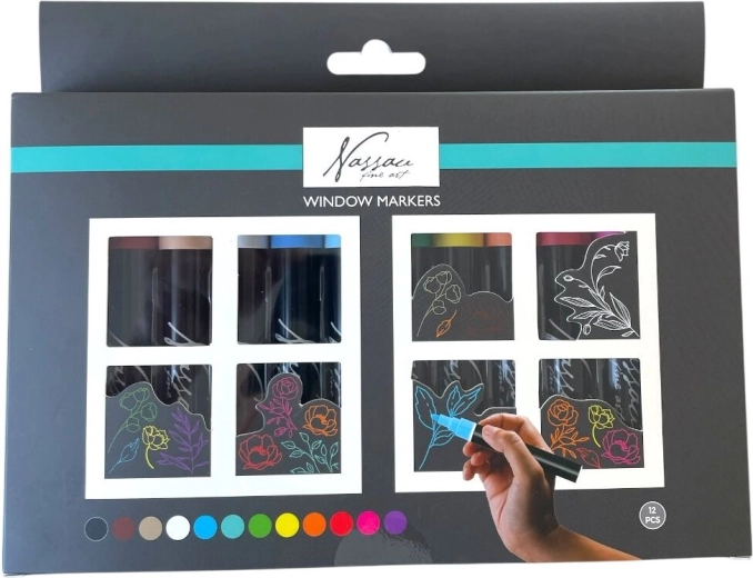 Kredni flomastri za okna GRAFIX – set 12 barv