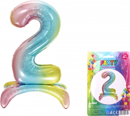 Napenljiv folijski balon številka 2 mavrica 80 cm